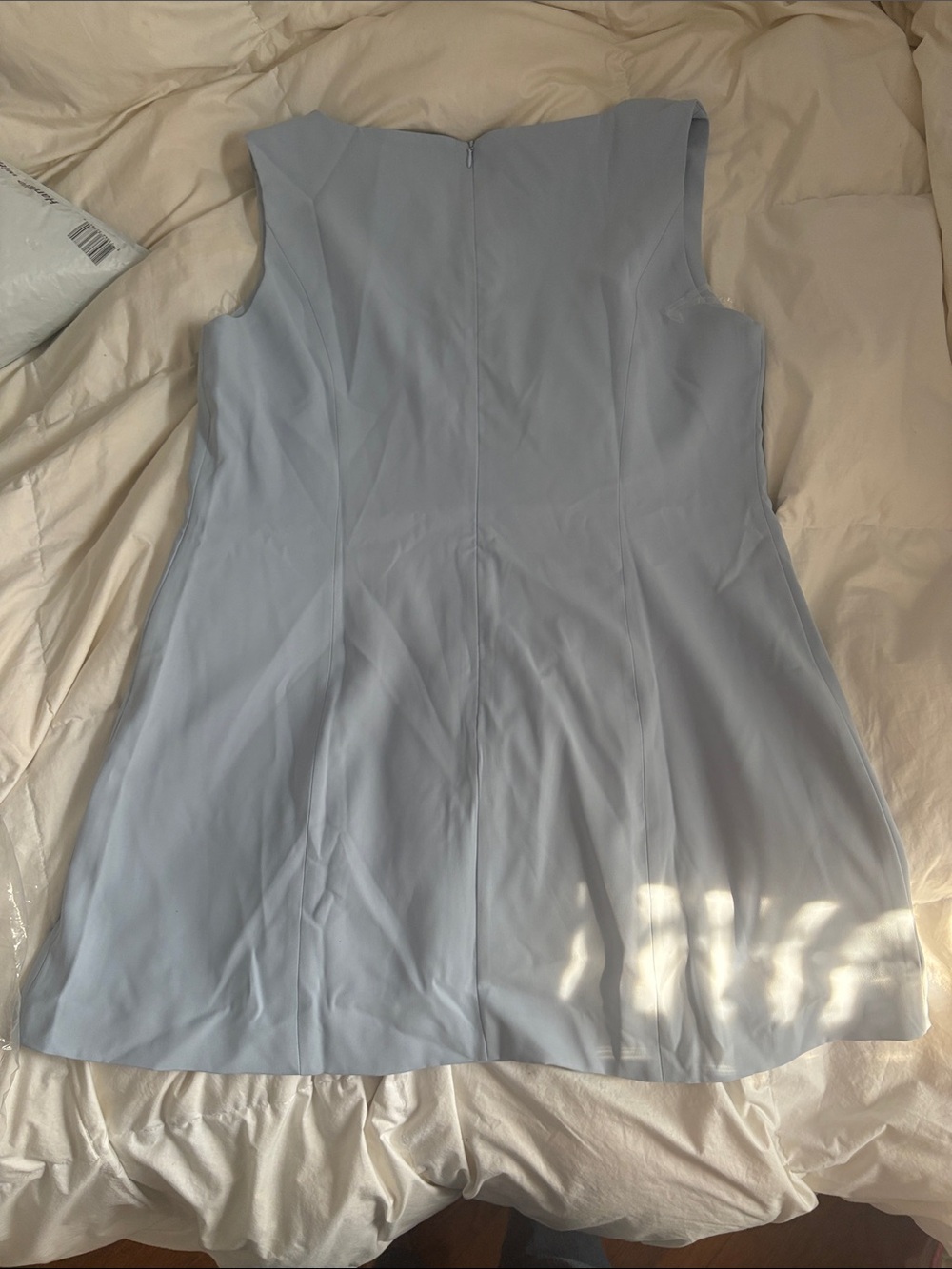 Peppermayo Pale Blue Square Neck Sleeveless Dress Lucky Charm Mini Dress size 12 - Picture 3 of 4